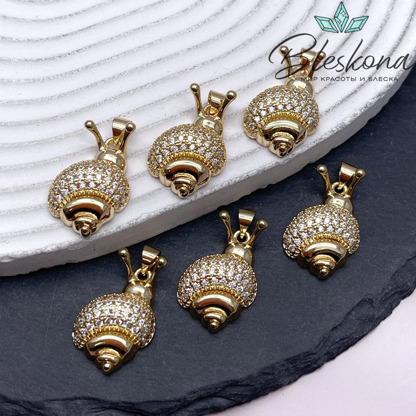 22*16 мм Цвет золото, Подвеска Улитка с цирконами