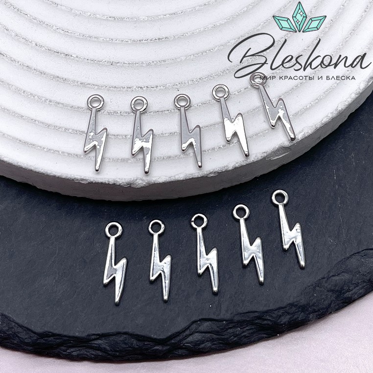 16,7*4,6 мм Цвет серебро, Подвеска молния гладкая