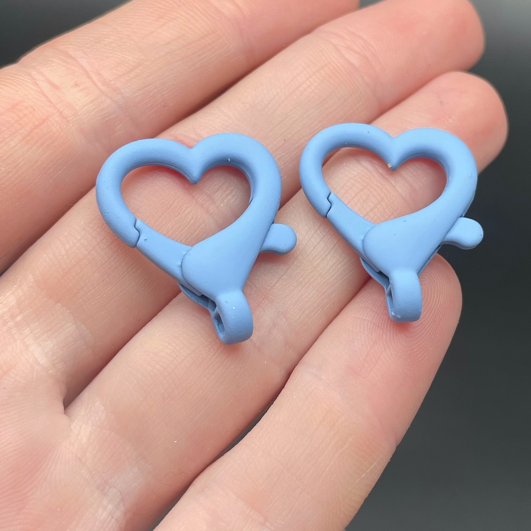 22*26мм , Замок крупный сердце синяя  эмаль матовая