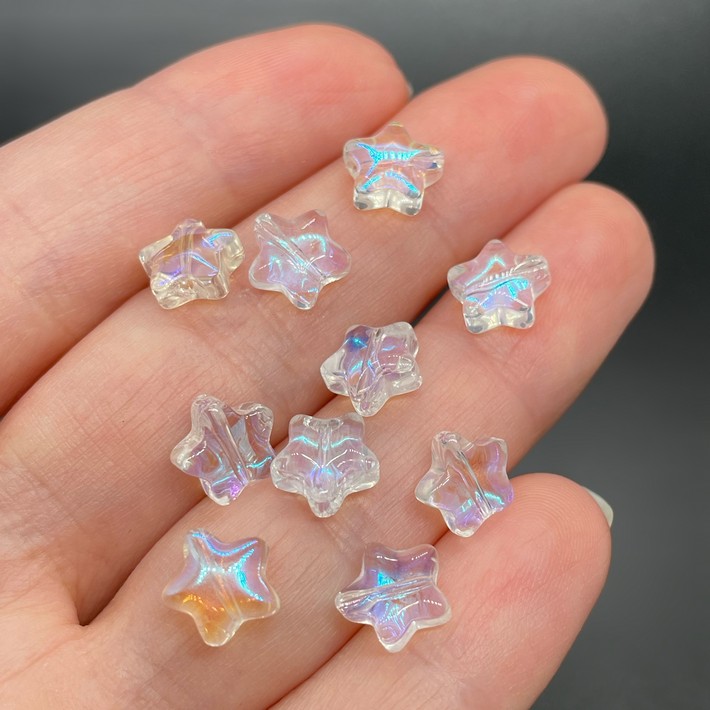 8 мм, Стекло звезда белая с переливом уп.10 шт 