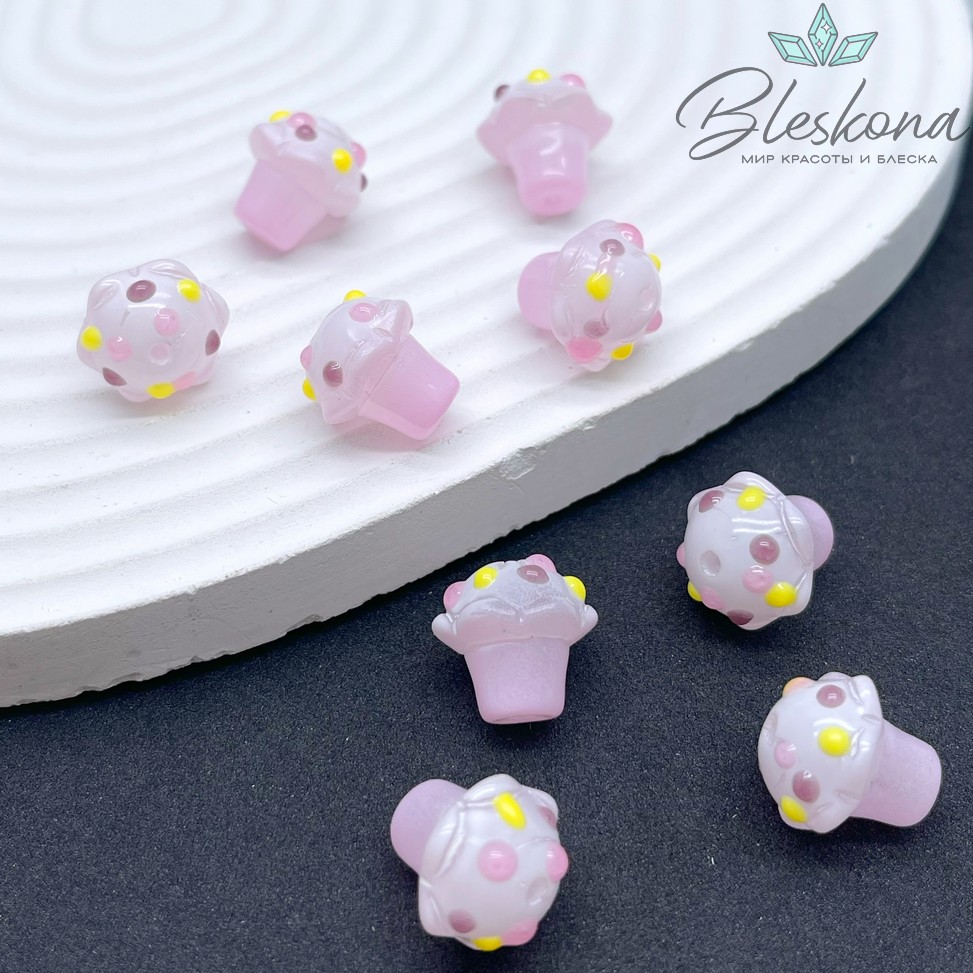 13*12 мм Бусина гриб розовый