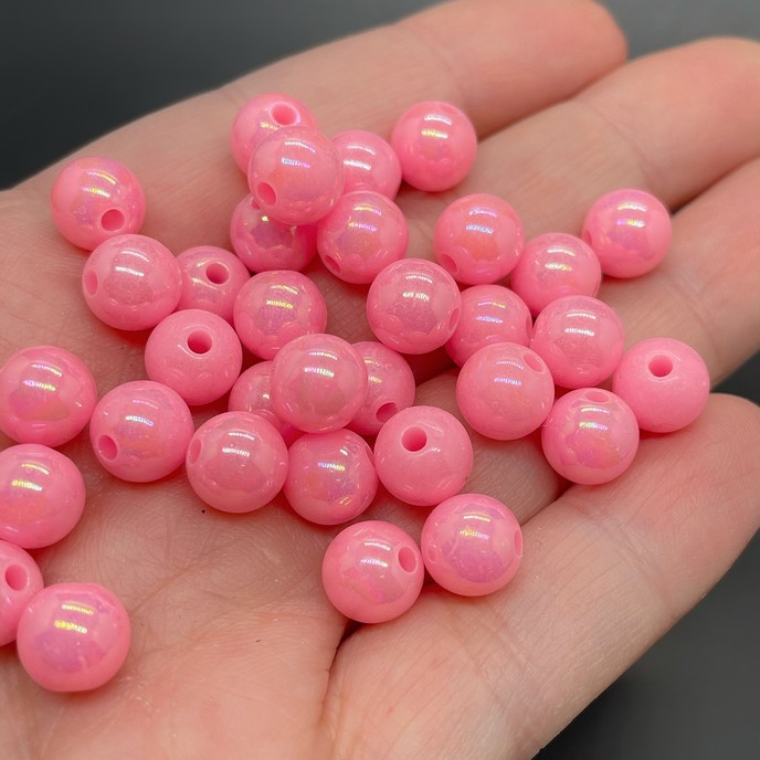 8 мм, Бусина шар ,цвет ярко-розовый  уп.10 гр