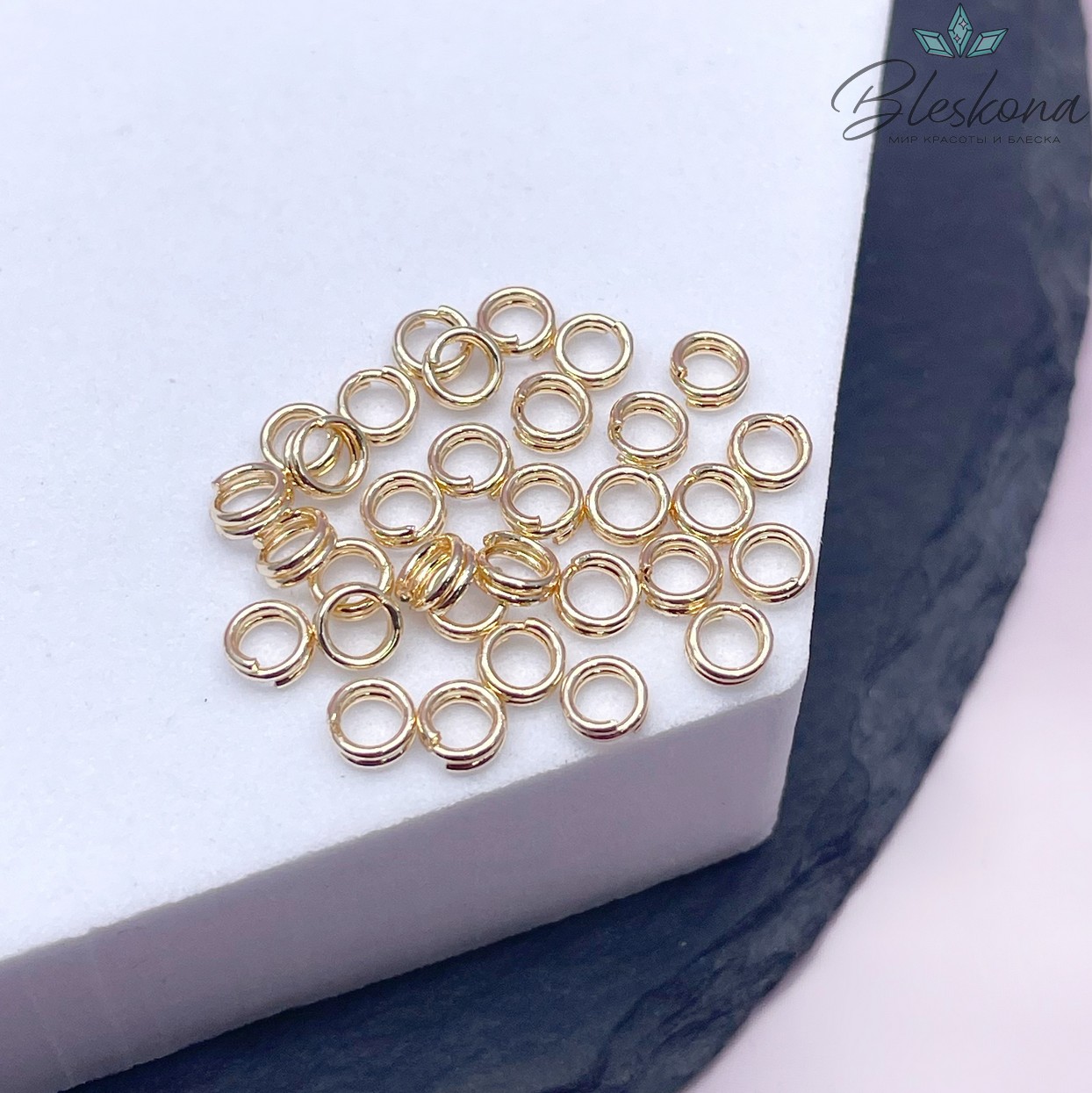 4*1,5 мм Цвет золото, Колечки двойные уп. 1 гр. Люкс