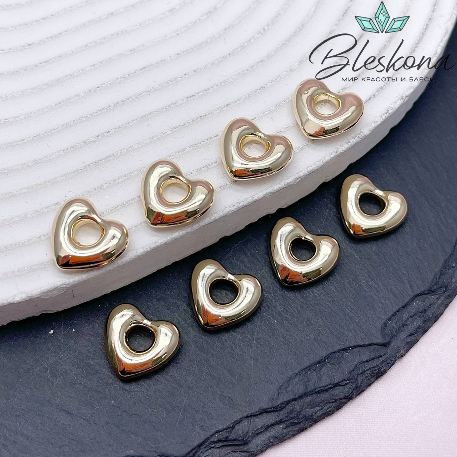 12*13,5 мм Цвет золото, Подвеска сердце контур объемное