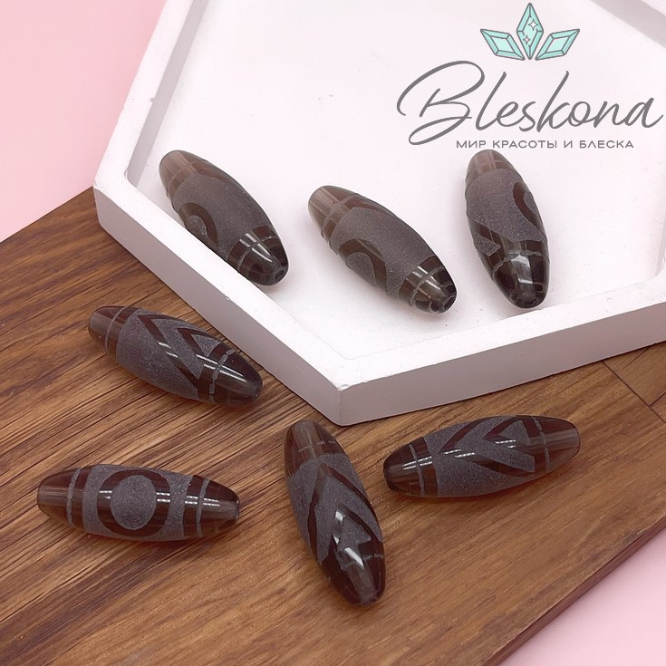 Бусина Дзи 1 глаз и Горный пик 30*11 мм