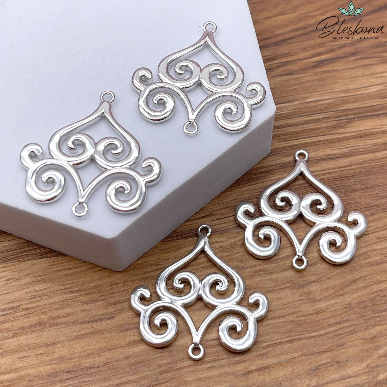 30*30 мм Цвет серебро, Коннектор Этно №11