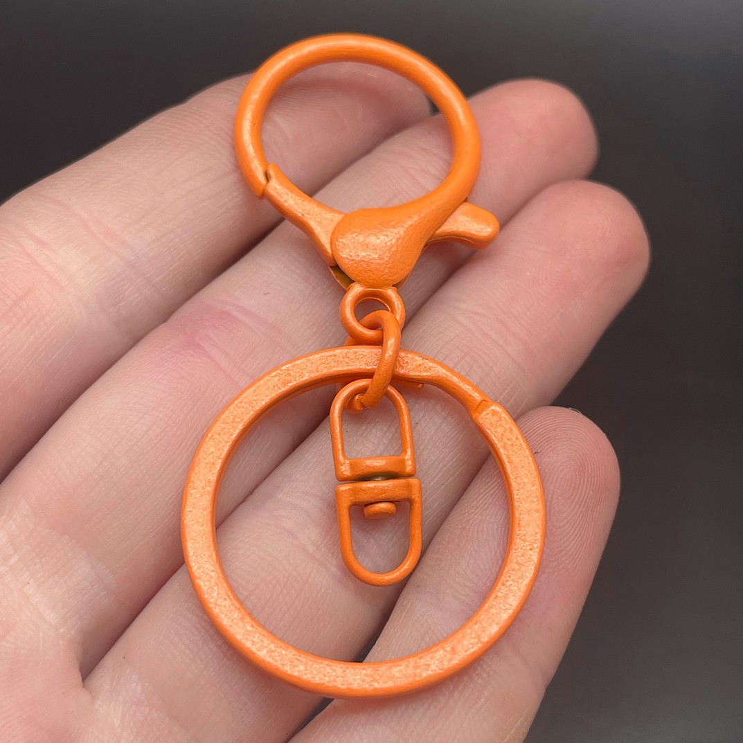 30 мм, Основа для брелока оранжевая эмаль круглый замок