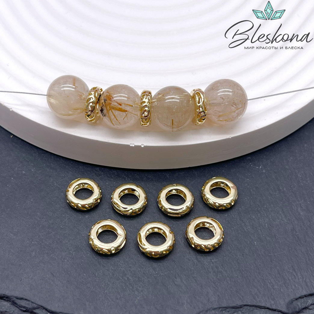 9*3 мм Цвет золото, Бусина-разделитель резная 