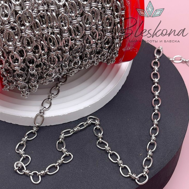 Цепь №135 цвет серебро 8*5,5 мм/8*4 мм