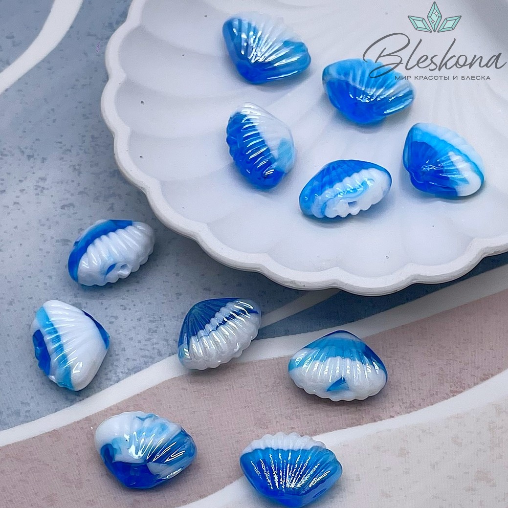 14,5*21 мм Бусина ракушка ярко-голубая