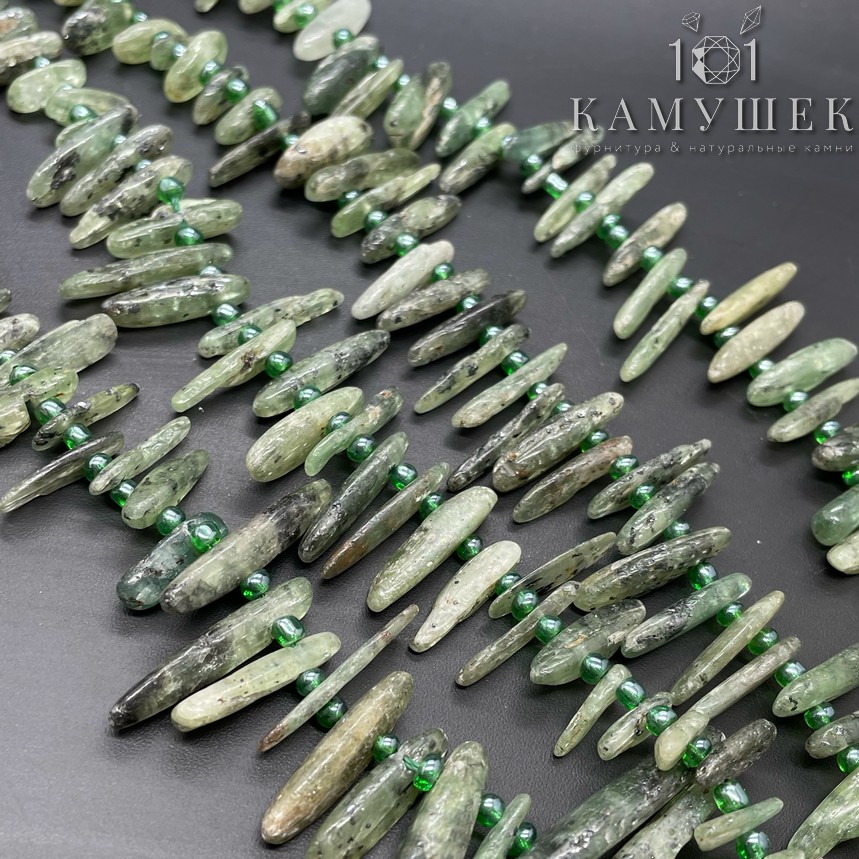 12-27мм Кианит зеленый сколы на увеличение