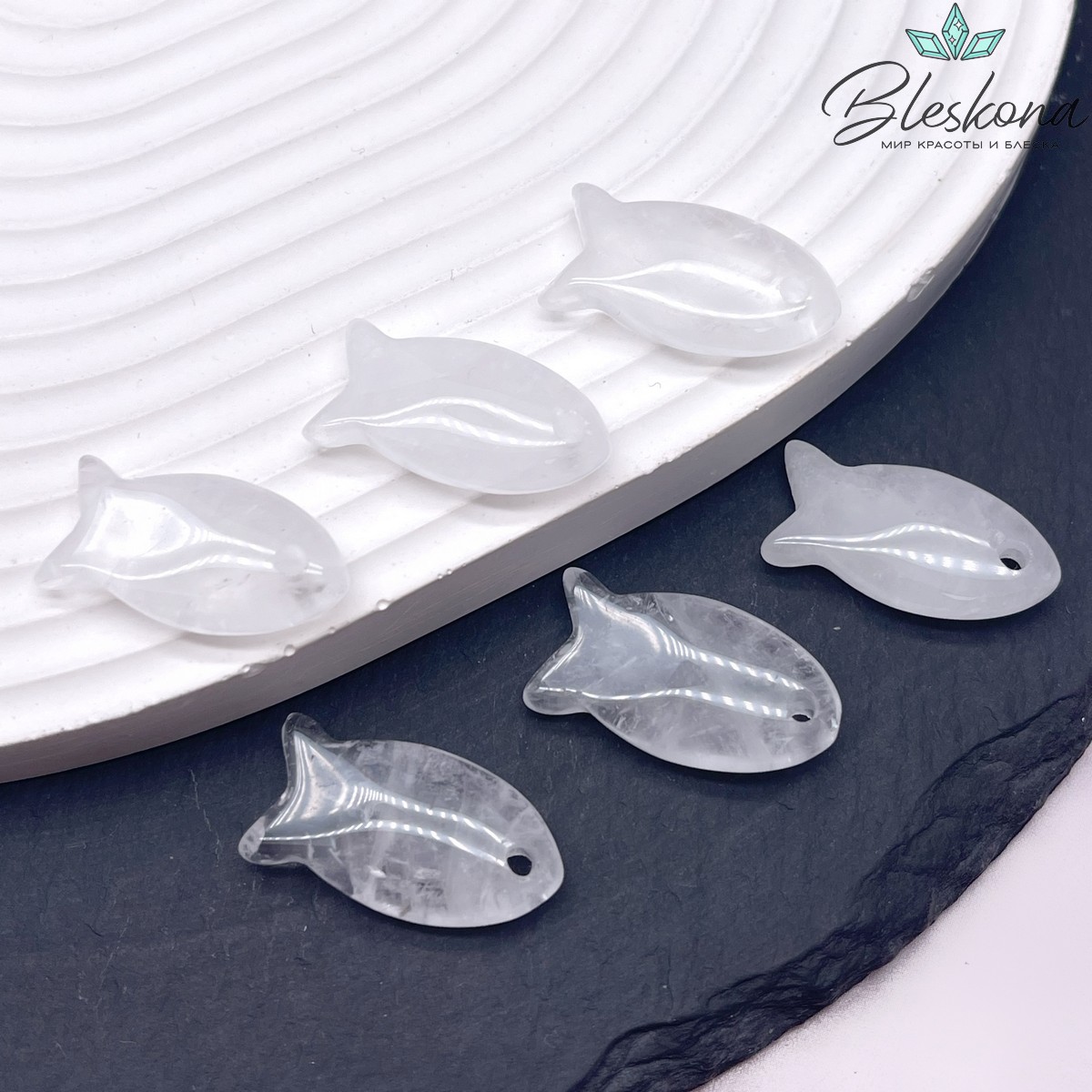 24*12,5 мм Подвеска рыбка Горный Хрусталь