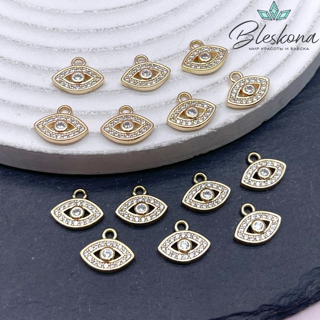 9*11,5 мм Цвет золото, Подвеска глаз цирконы