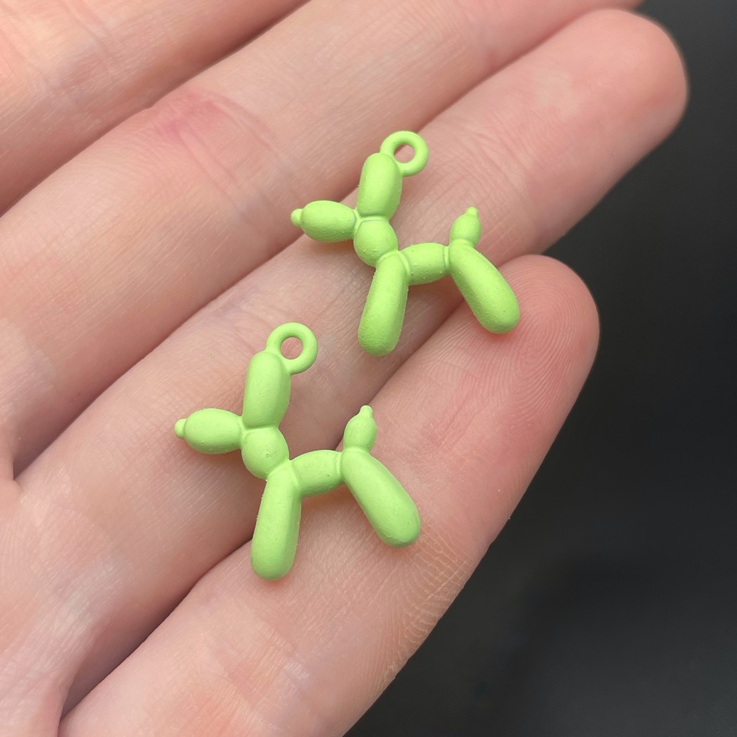 14*18 мм, Подвеска пудель салатовая эмаль матовая