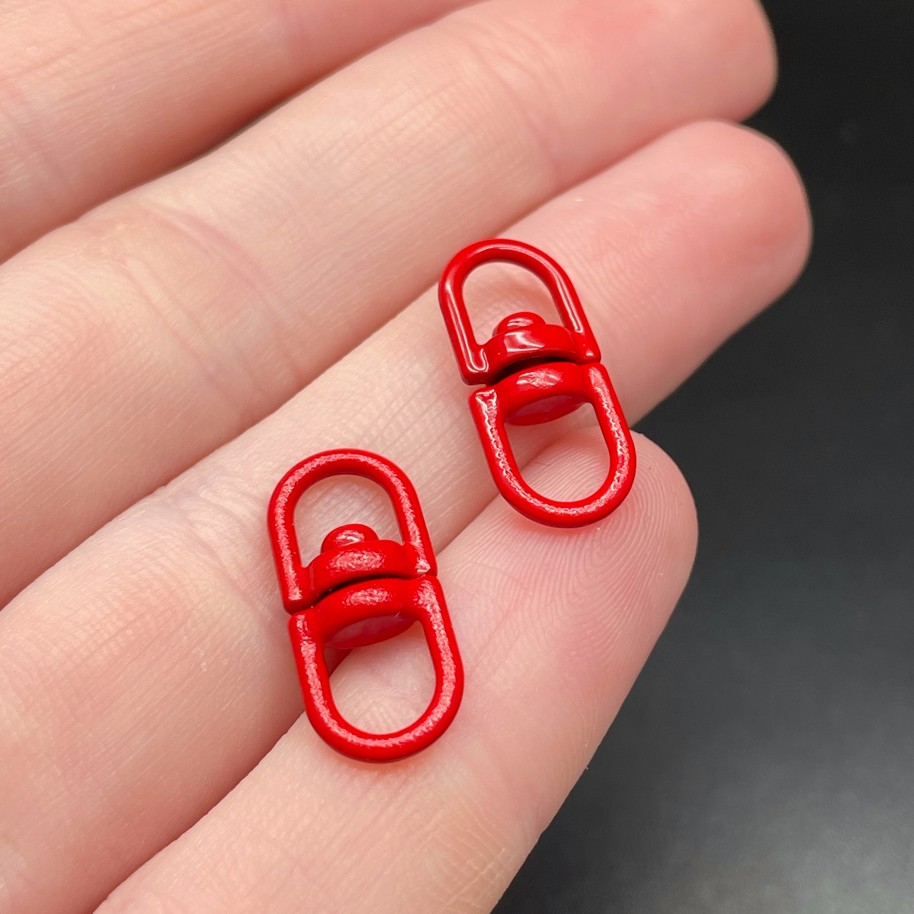 19*8 мм , Вращающаяся застежка-коннектор красная эмаль