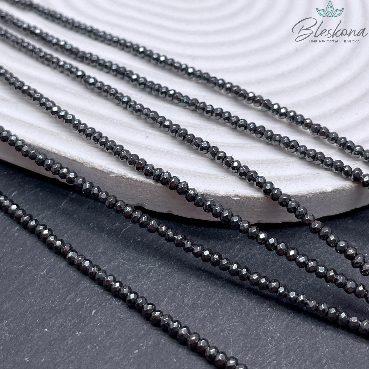 3*2мм Гематин имитация, рондель алмазная огранка