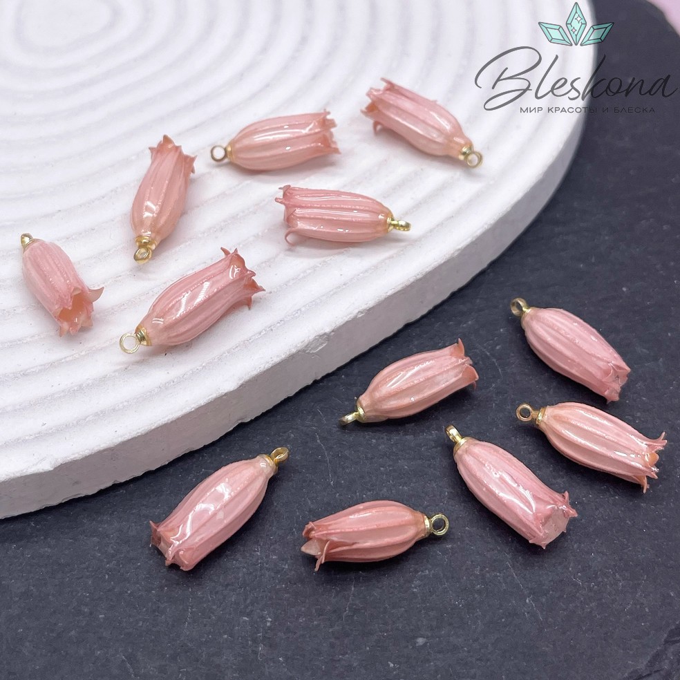 22-27 мм Подвеска Бутончик в эпоксидной смоле розовый