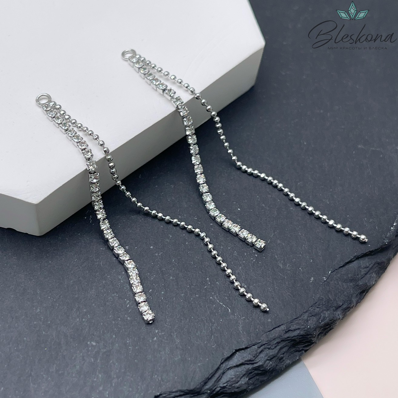 65*3 мм Цвет серебро, Подвеска шторка цепочка F090481