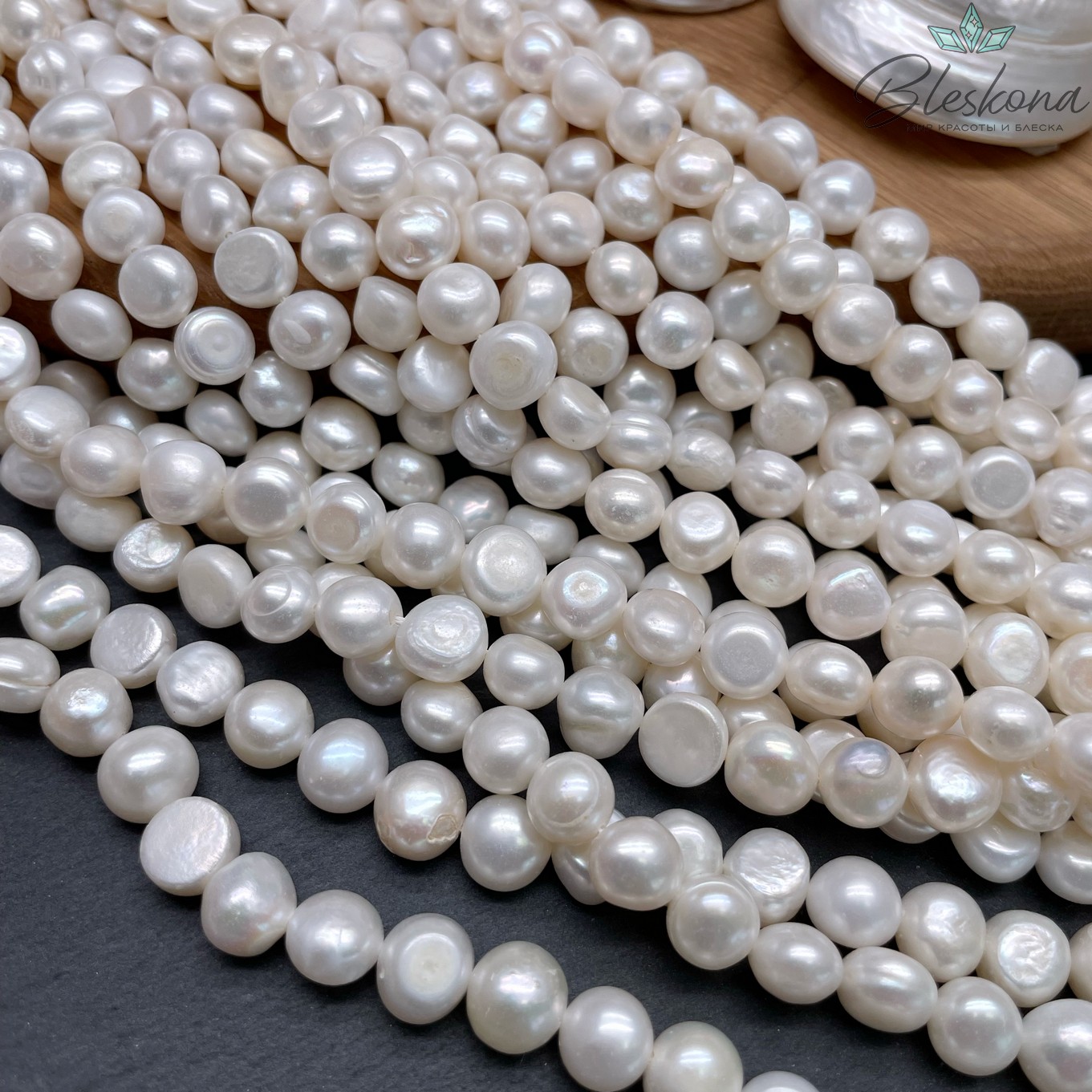 Жемчуг полусфера белый 8,5-9,5 мм 