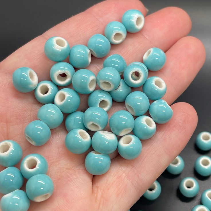 8,5 мм Бусина шар, керамика  цвет бирюзовый