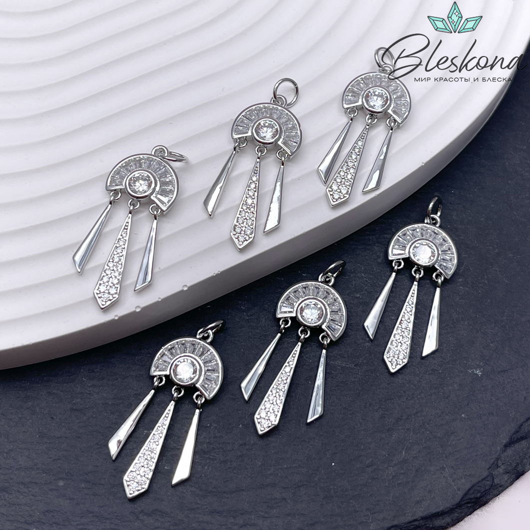 27,8*11,6 мм Цвет серебро, Подвеска с цирконами