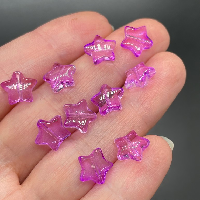 9,5 мм, Стекло звезда фиолетовая уп.10 шт 