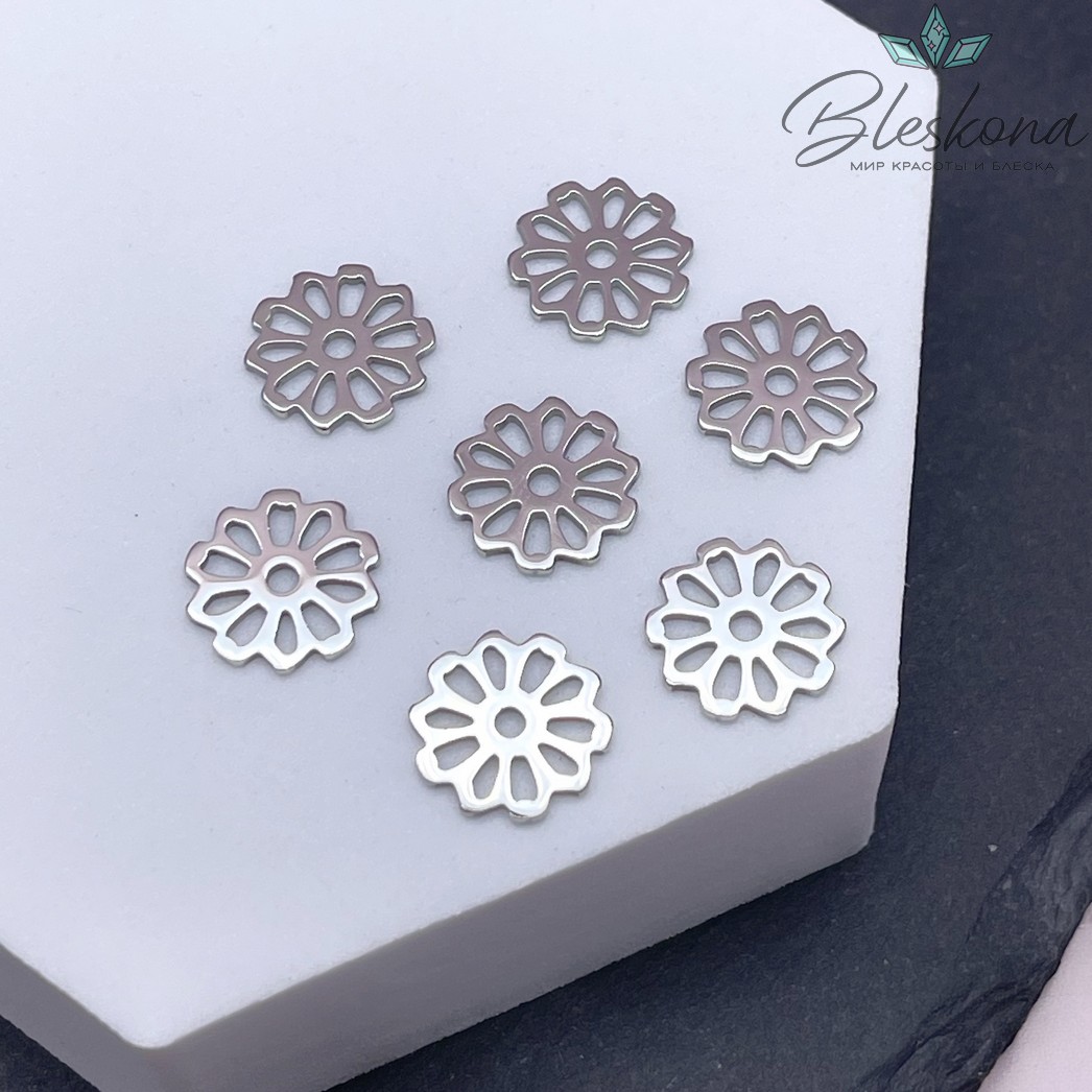 11 мм Цвет серебро, Подвеска Цветочек контур
