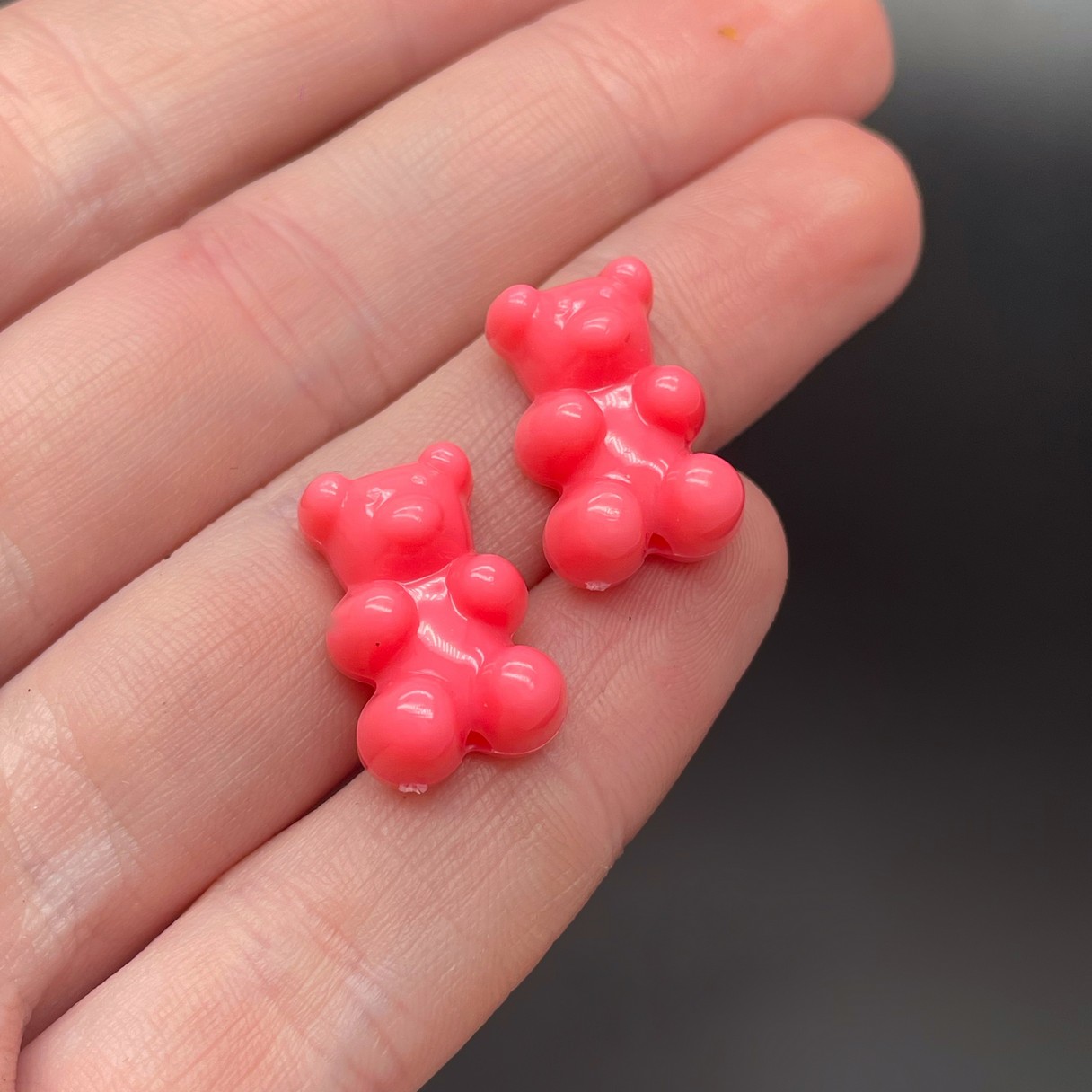 12*18 мм , Бусина Мишка ярко-розовый 
