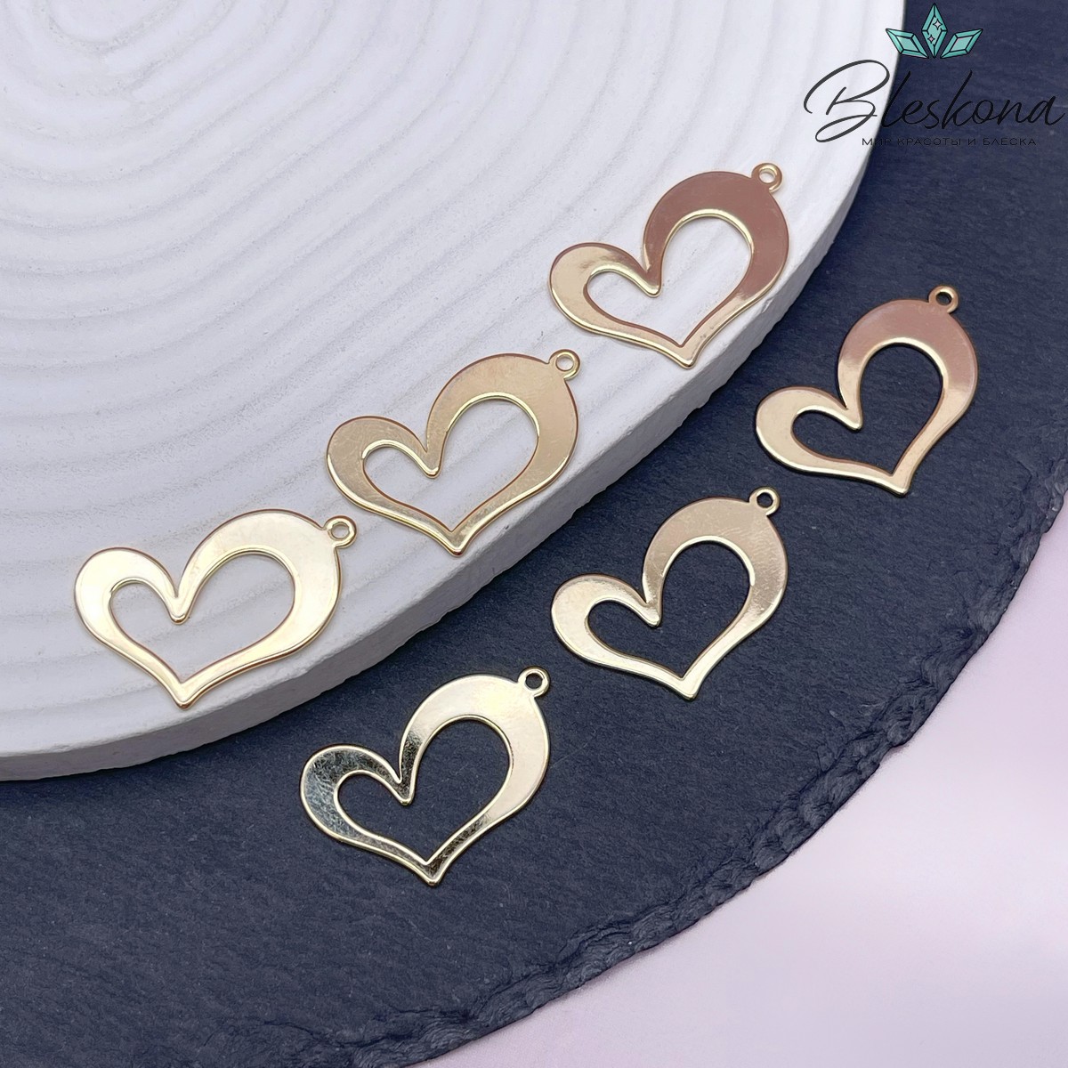 20*30мм Цвет золото, Подвеска Сердце контур плоское 