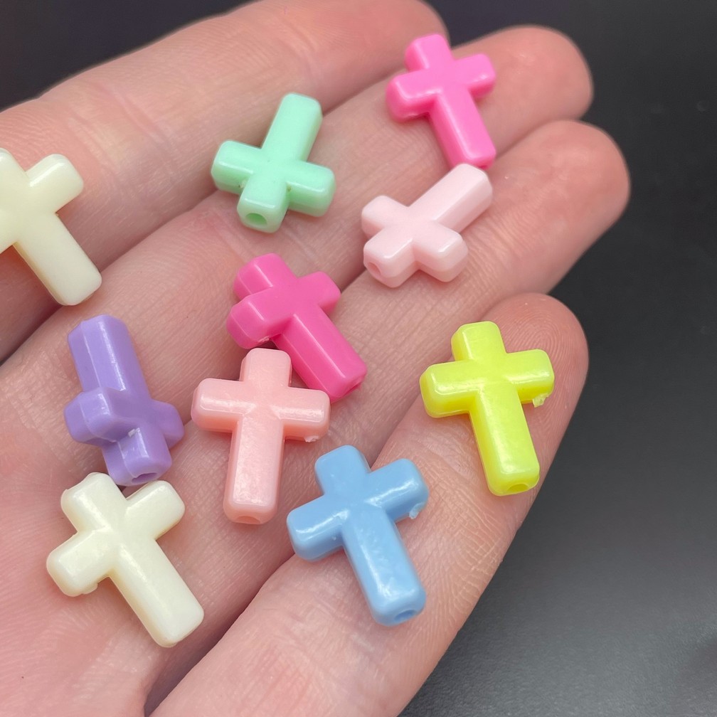 12*15,5 мм , Бусина Крест микс  уп.10 шт 