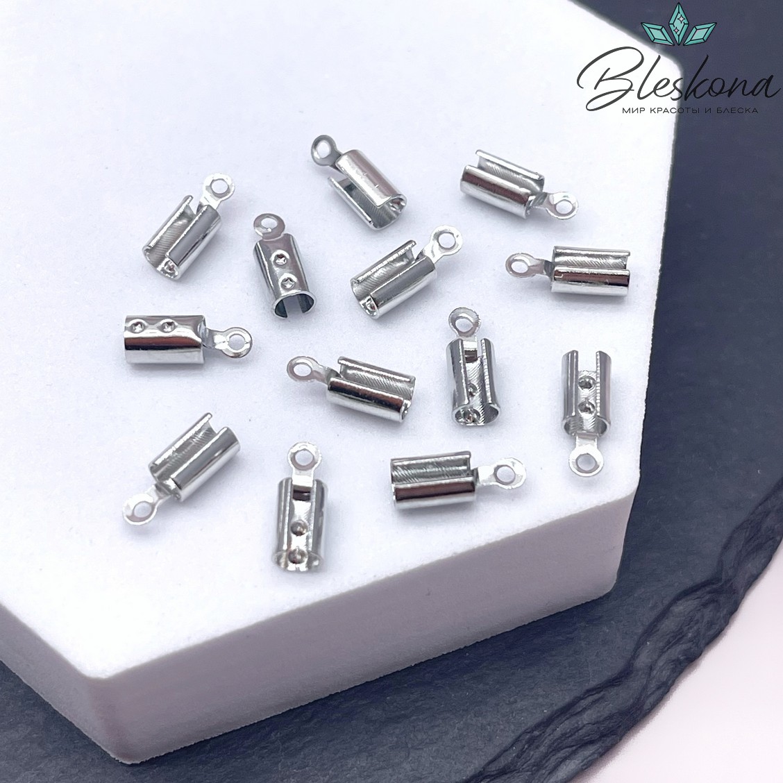 10*4 мм Цвет серебро, Концевик для шнурка 