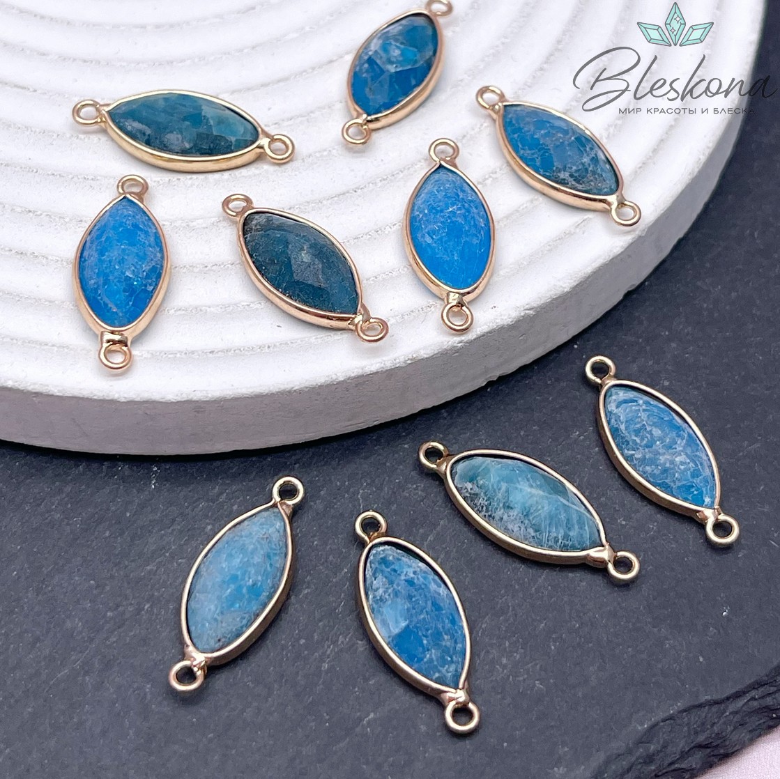 23*9 мм Коннектор лодочка Апатит огранка цвет золото