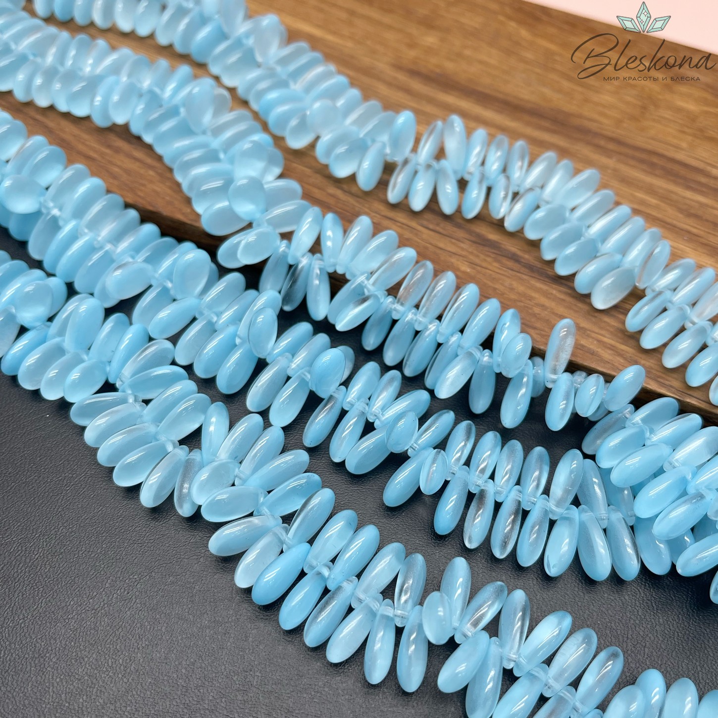 7,5*13,5 мм Стекло Lux, капля, цвет голубой 