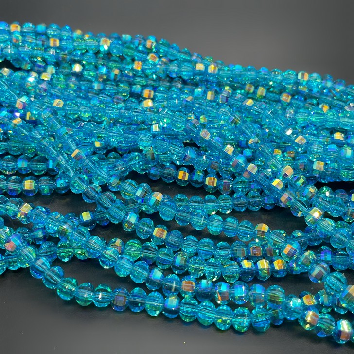 4,5*6 мм Стекло Lux, рондель прямоуг. огр., цвет голубой с переливом