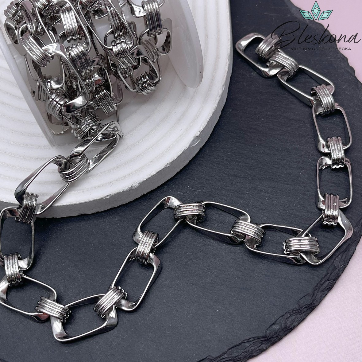 Цепь №105-5 цвет серебро 22,6*12,6 мм/12*5 мм 