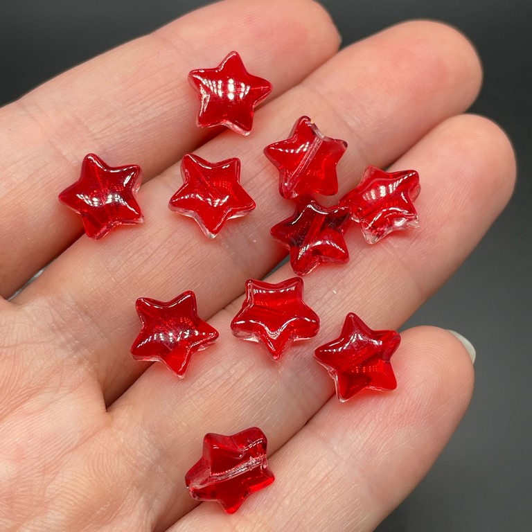 9,5 мм, Стекло звезда красная уп.10 шт 