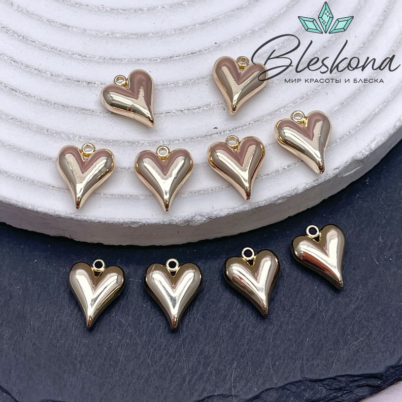 12*10 мм Цвет золото, Подвеска сердце объемное 