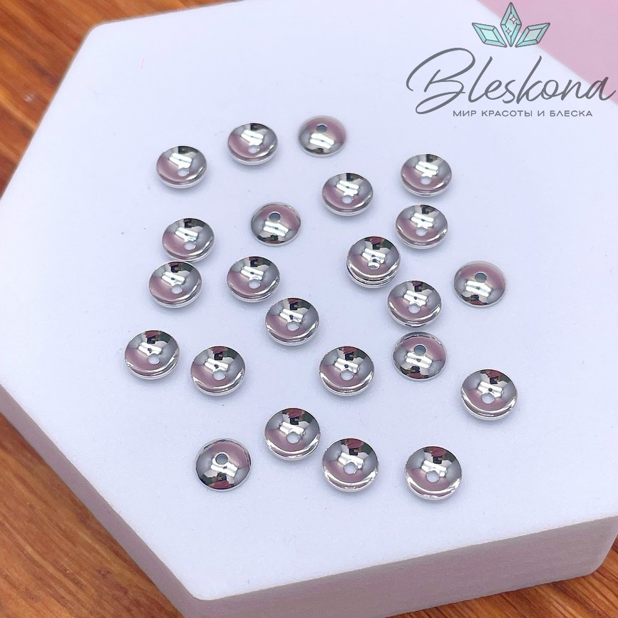 6 мм Цвет серебро, Шапочка гладкая