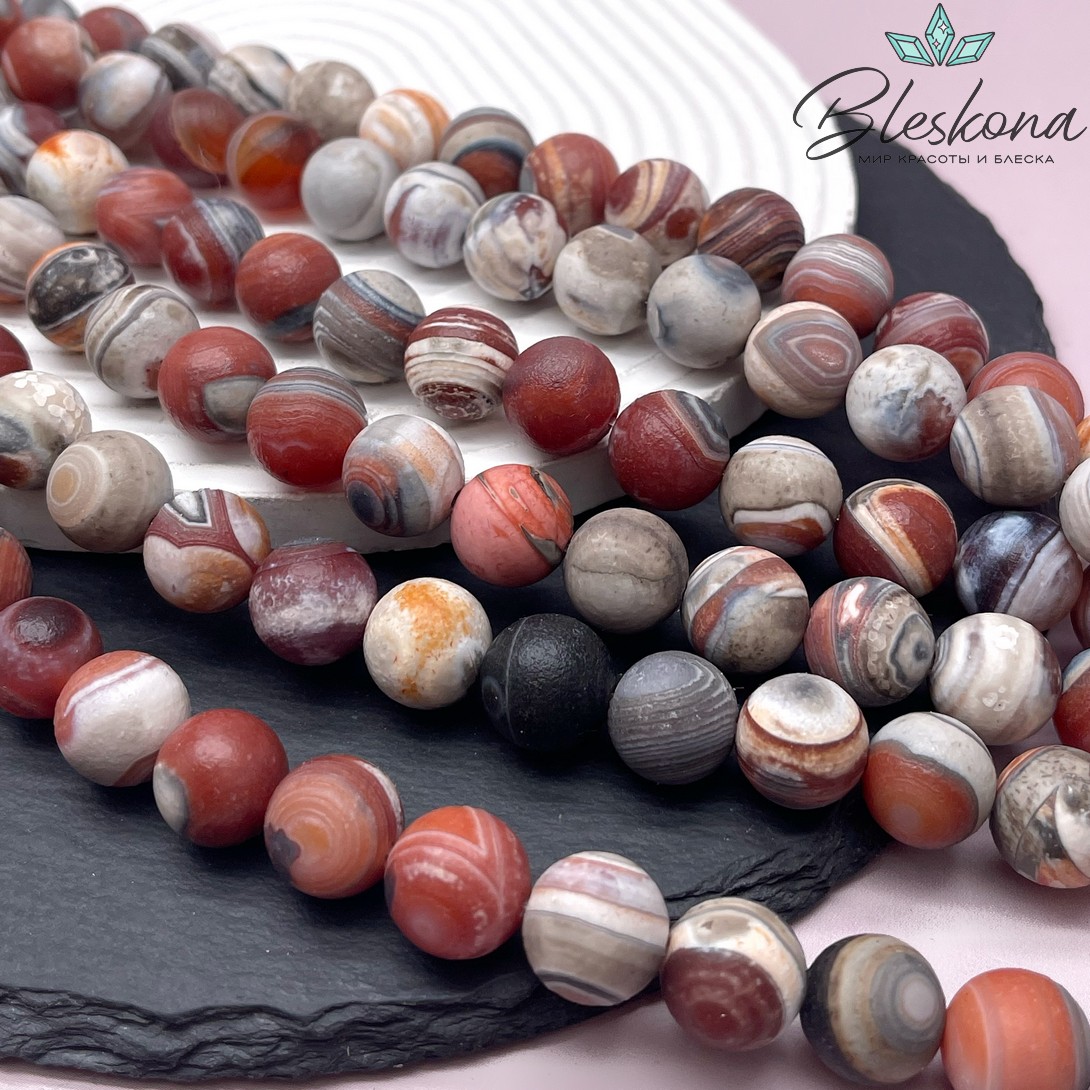 Агат с узором №44 в термической обработке 14 мм