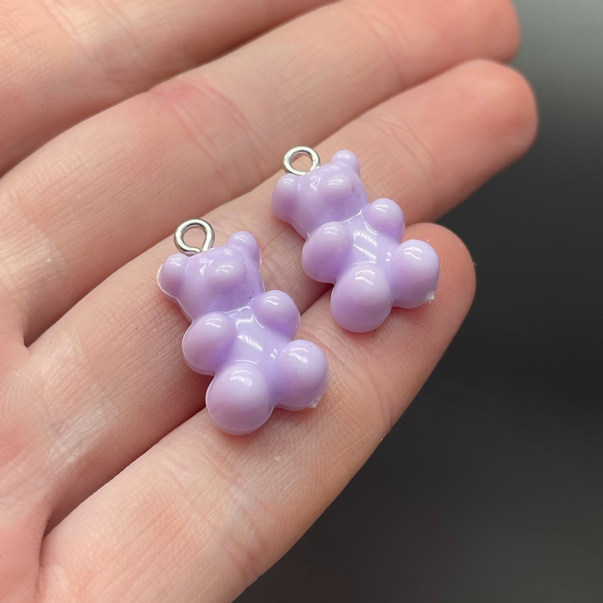 12*21,5мм, Цвет серебро, Подвеска Мишка сиреневый   