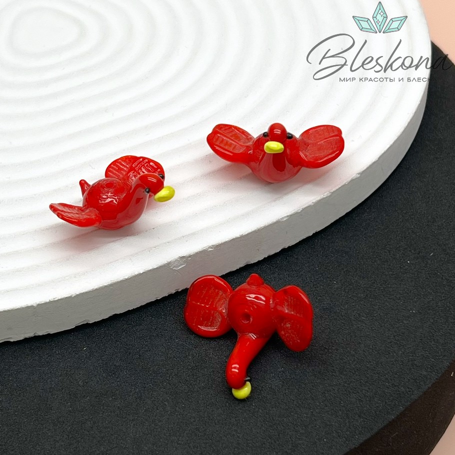 23*24 мм Бусина Лебедь красный