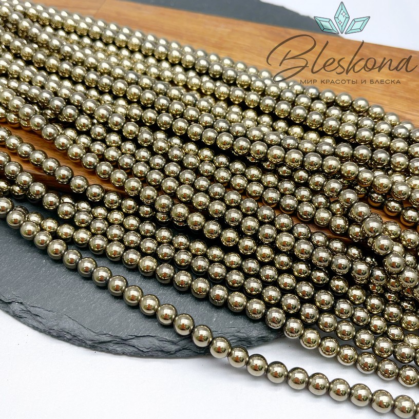 6 мм Гематин имитация, цвет темное золото №1