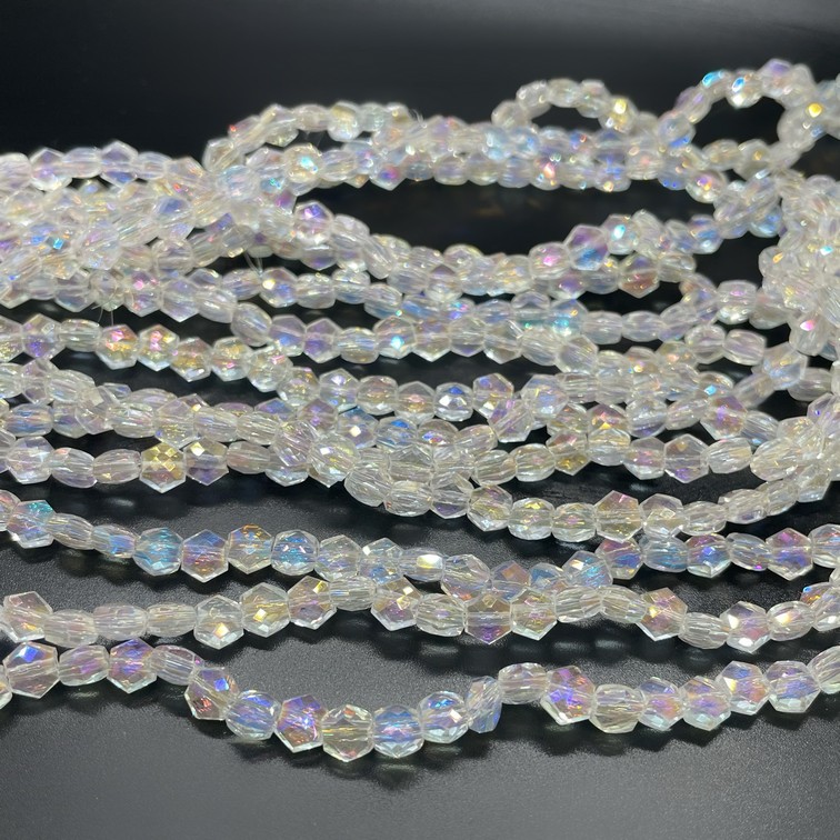 5*6 мм Стекло Lux, шестиугольник, цвет прозрачный с переливом