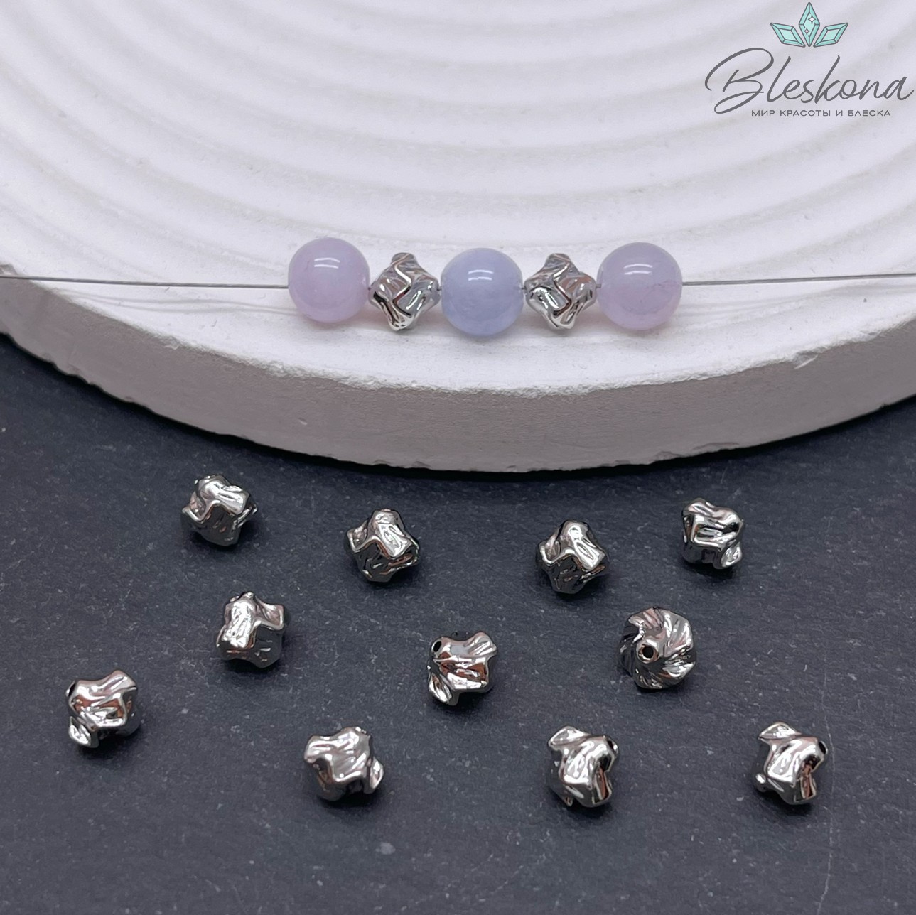 5,5*5,7 мм Цвет серебро, Бусина-разделитель 