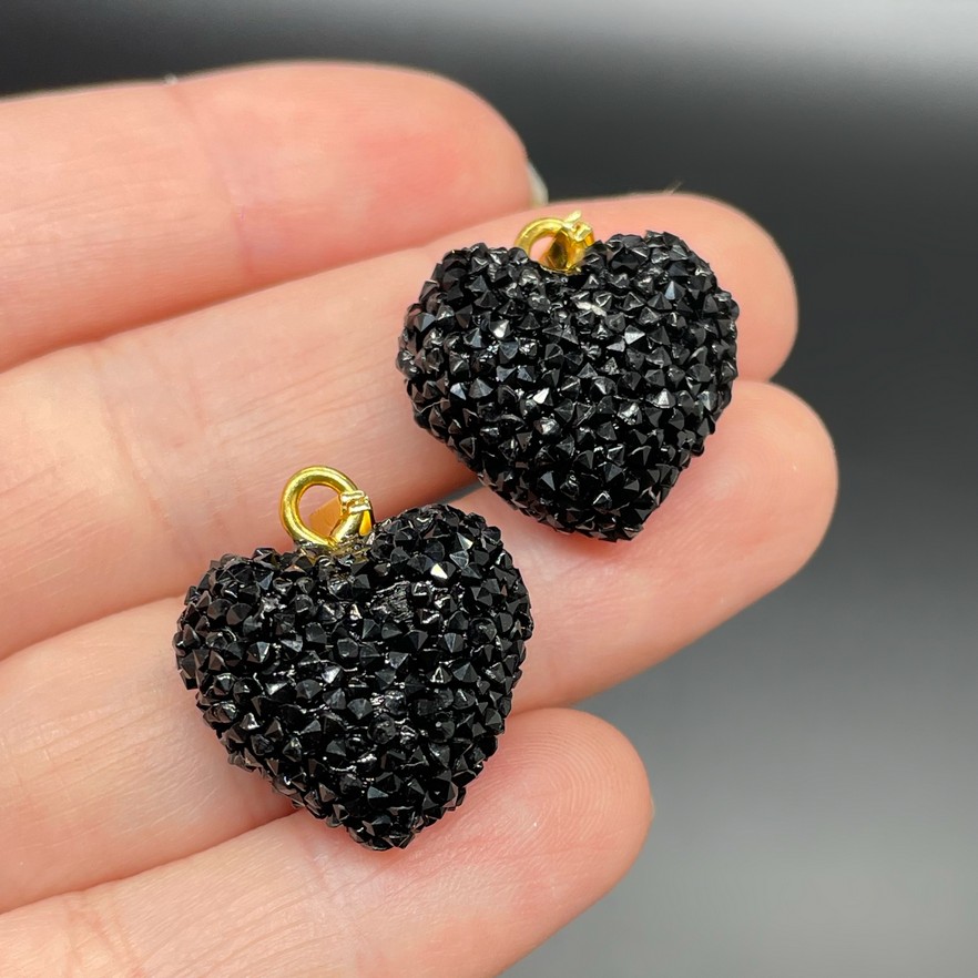 19*20 мм, Цвет золото, Подвеска мармеладное сердце черное