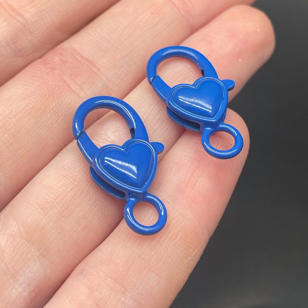 12,5*26,5мм , Замок крупный сердце темно-синяя эмаль 