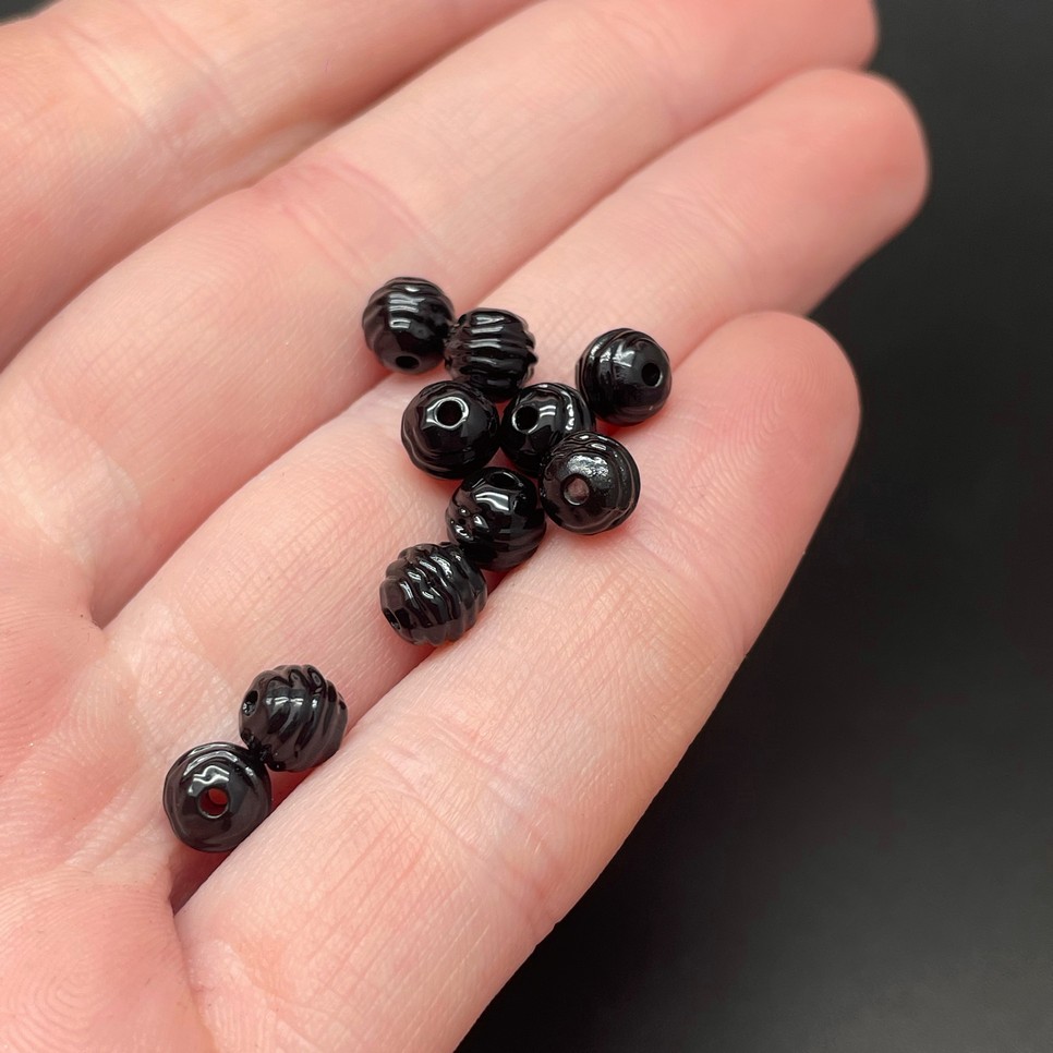 6 мм , Бусина шар черная эмаль уп.10шт