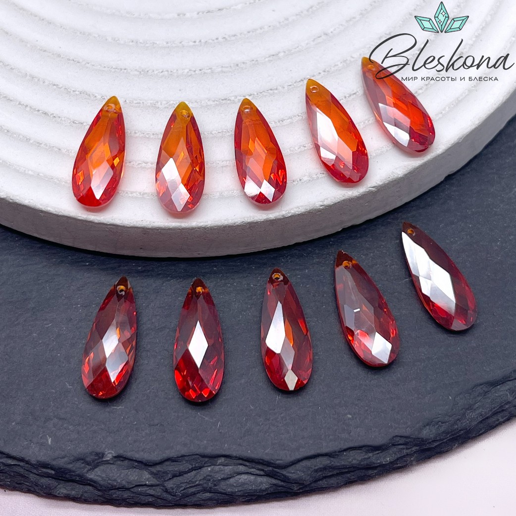18*7 мм, Подвеска Циркон капля оранжевая №1 (кубический цирконий, фианит) 