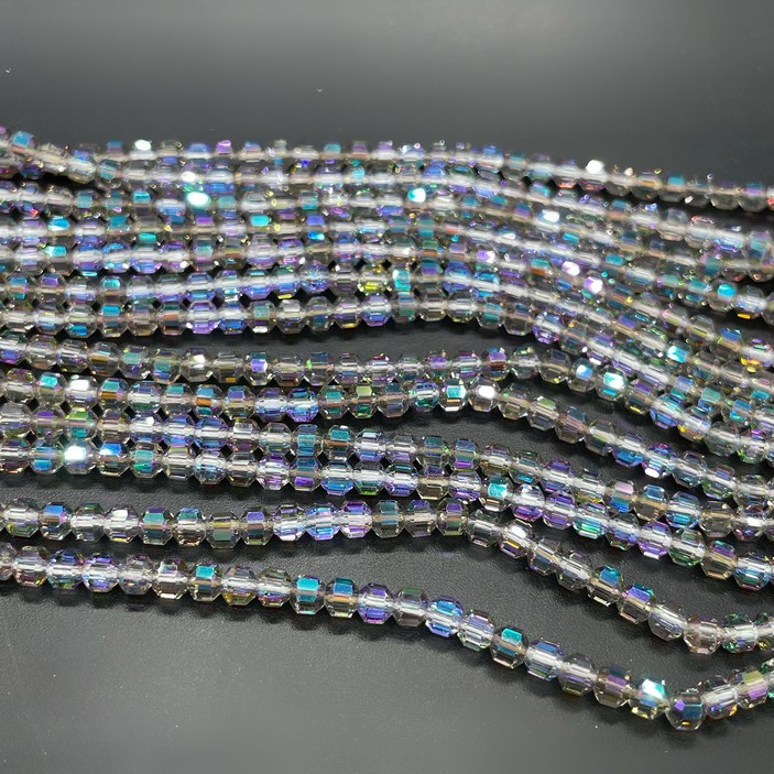 3,5*4 мм Стекло Lux, многогранник, цвет лиловый с переливом 