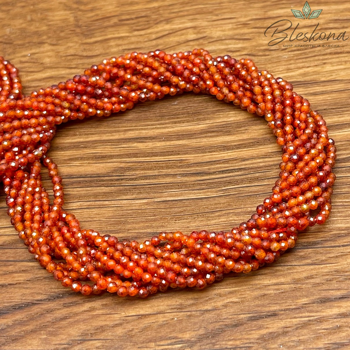 Циркон огранка оранжевый 2 мм (кубический цирконий, фианит) 